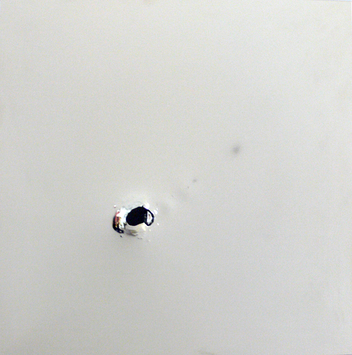 Spectrum Series 10, 2008, gunshot stainless steel, 18x18 in